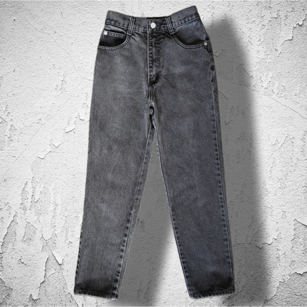 Vintage STEEL JEANS Mom Jeans Black/Gray Moon Wash Acid Wash High Rise sz 3